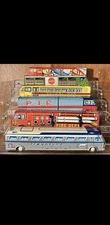 Tin Friction Toy Coca Cola Truck Greyhound School Bus Fire 1950s Japan RARE SET!