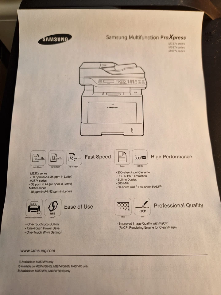 Samsung ProXpress M3370FD  Multifunction  Mono Laser Printer. Warranty - Image 4 of 4
