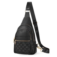 JASGOOD Women Sling Bag Crossbody Leather Fanny Packs Chest Bag Sling Backpac...