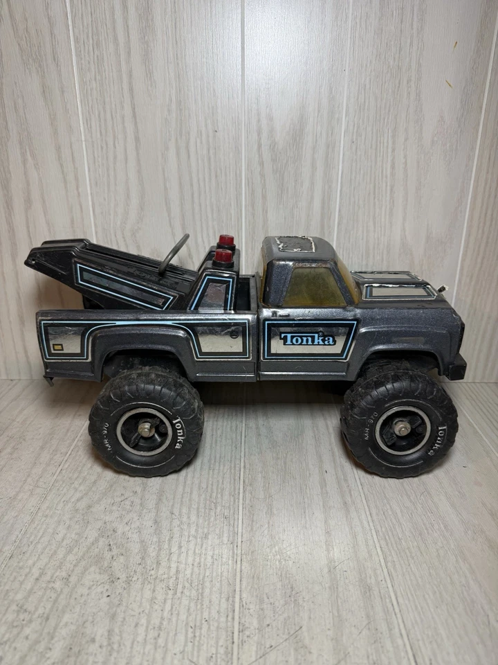 Caminhão de reboque vintage 1970 Tonka 24 horas cinza metálico metal - 11062 - - Imagem 4 de 4