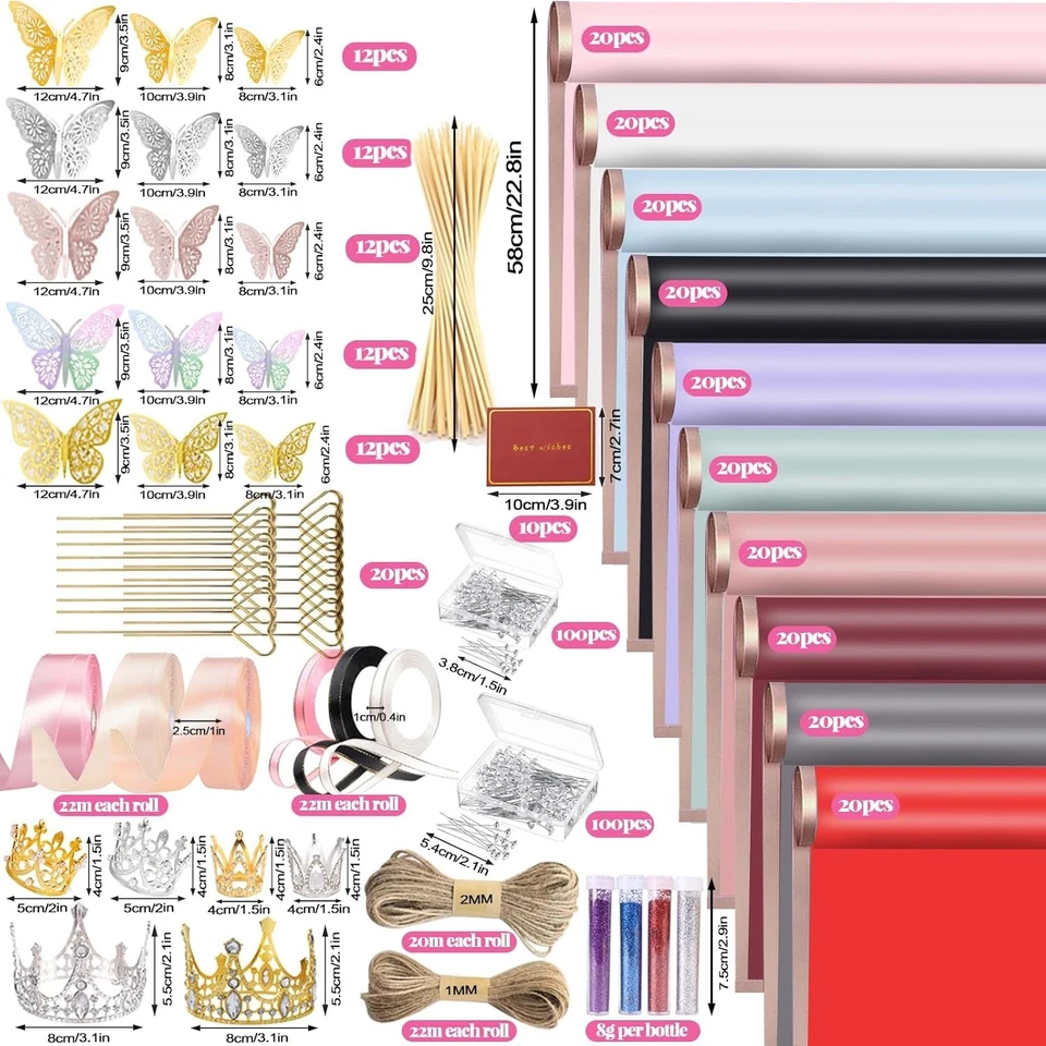 Comprehensive 528-Piece Gift Wrapping Paper Set with Waterproof Floral Paper - Image 4 of 4