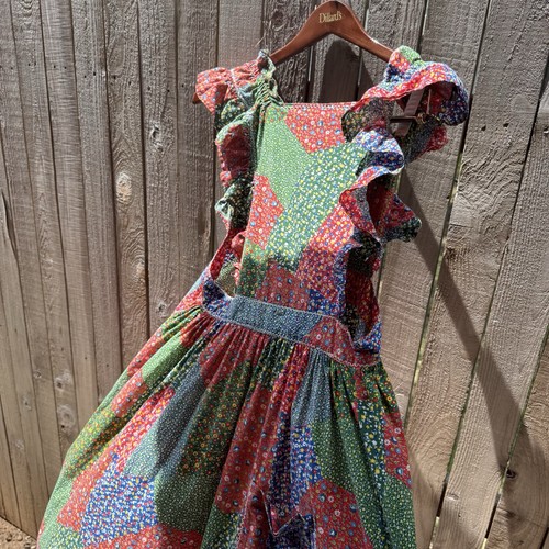 Grembiule patchwork Calico vintage anni 60 70 maxi taglia unica Pinafore Cottagecore - Foto 4 di 17