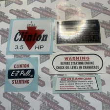 Clinton engine decal set  4 Cycle 3.5-hp E-Z Pull Warning Air Cleaner Fuel Set 5