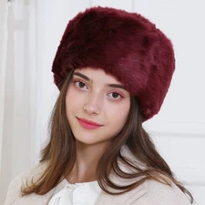 Women Russian Fluffy Hat Headband Faux Fur Outdoor Winter Earwarmer Ski Hat Cap
