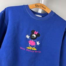 Vintage Walt Disney World Crewneck Sweatshirt Womens L Blue Minnie Mouse