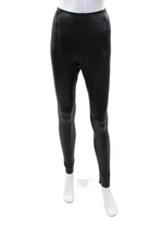 Commando Womens High Waisted Faux Leather Casual Leggings Solid Black Size M