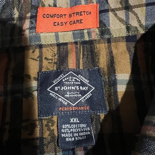 St John’s Bay Mens XXL Comfort Stretch Performance Button-down Shirt Nature 2XL - Picture 2 of 8