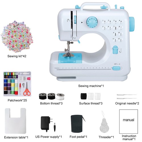 Mini Electric Sewing Machine Kit 505A with Extension Board & 42pcs Sewing Set - Picture 6 of 18