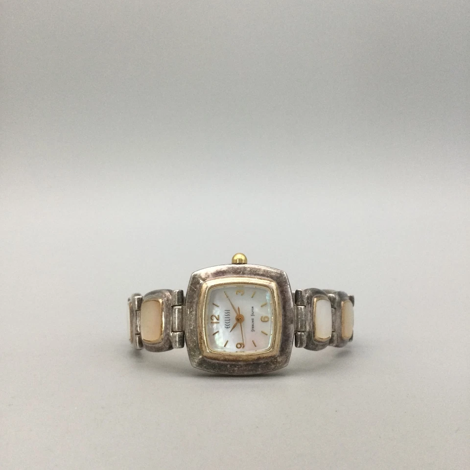Reloj Ecclissi Mujer 24mm Plata Esterlina Cuadrante MOP Dos Tonos Batería Nueva 6.75" Foto 4 de 4