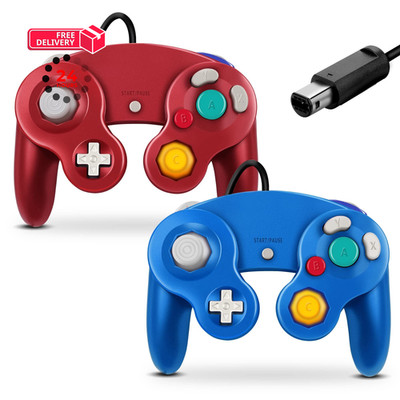 FIOTOK Gamecube Controller, Classic Wired Controller for Wii & Blue & Red