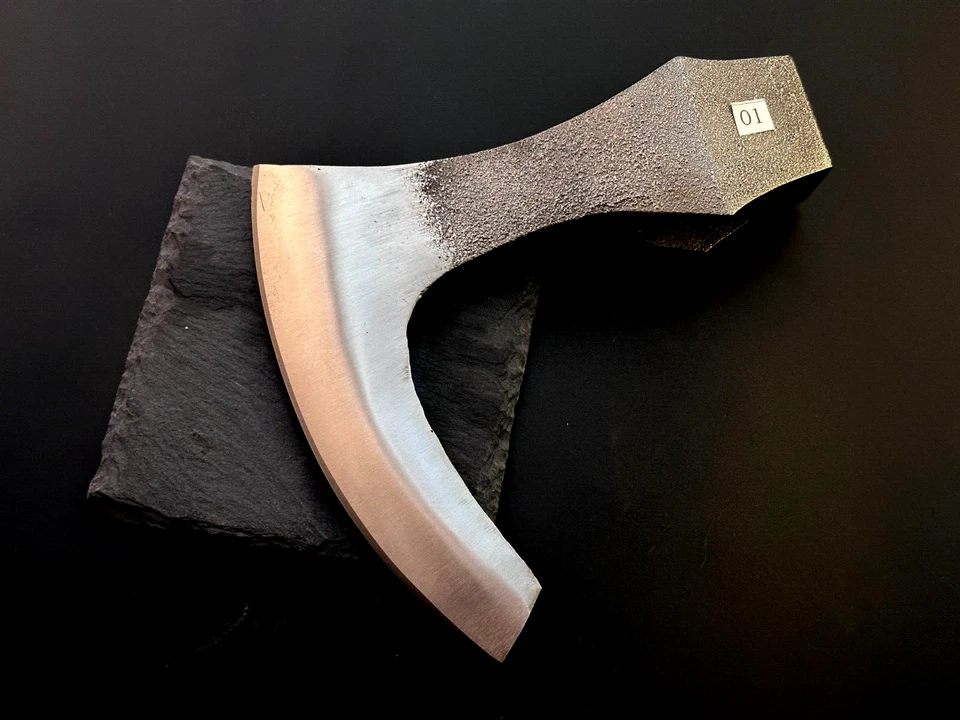 Handmade Axe Head | Carbon Steel | Bearded | 1.4 lb | Leather Cover - Image 2 of 4