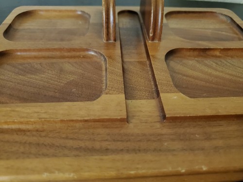 Bandeja de tocador vintage Decatur Industries Deco madera de nogal caddy - Imagen 4 de 11