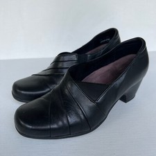 Clarks Loafers Size 7W Black Everyday Sugar Spice Heeled Leather 85140