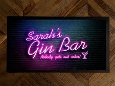 Personalised bar mat Neon Gin Bar runner mat - Bar mat Home bar 789
