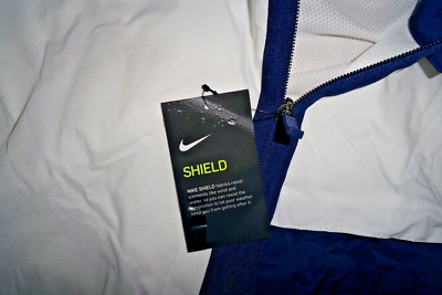 Nike Men's Shield Zip Hooded Jacket Packable Navy/White AJ5444 133