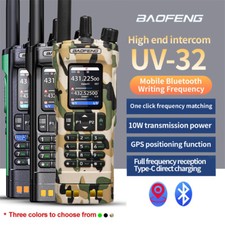 BAOFENG UV-32 10W Amateur Walkie Talkie Type-C Aviation Radio GPS Bluetooth APP