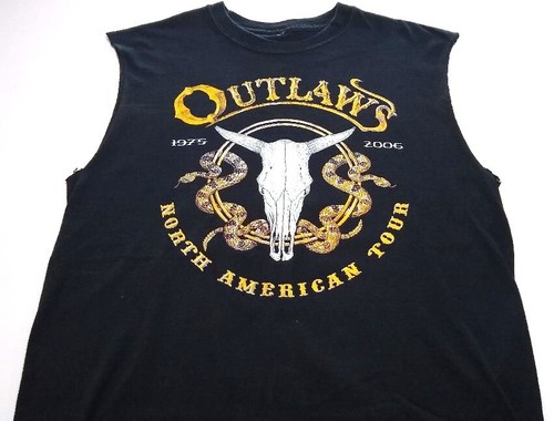 Men's Sleeveless Black Outlaws 2006 North American Tour T-Shirt Medium