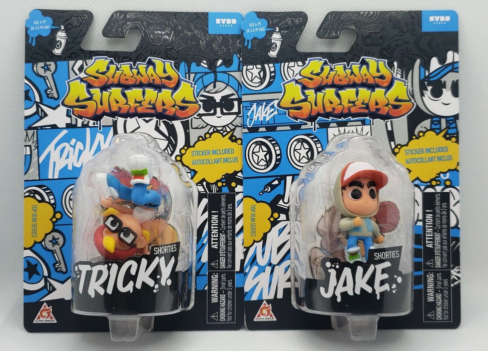 LOT OF 2 Subway Surfers Tricky / Jake Figures with Stickers