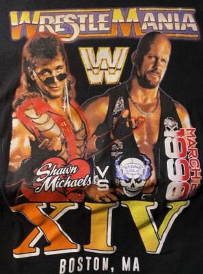WRESTLEMANIA XIV SEAN MICHAELS STONE COLD STEVE AUSTIN MARCH 29 '98 XXL LIKE NEW