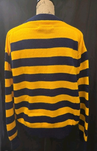 Vintage USNA Naval Academy Long Sleeve Striped Sweater Yellow & Navy Size L/XL - Picture 2 of 9