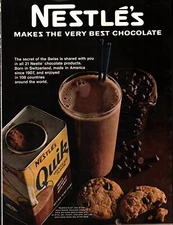 1968 NESTLE'S Quik Chocolate flavor milk drink mix morsels Vintage Print Ad c4