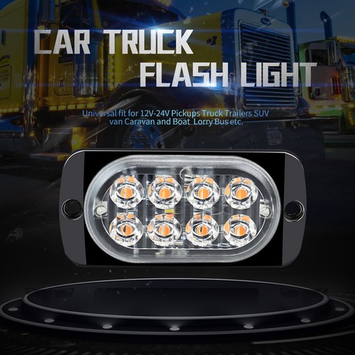 4X 8 LED Amber White Truck Car Emergency Beacon Warning Hazard Strobe Light Bar - Picture 11 of 12