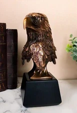 8.25"H Majestic Royal Bald Eagle Stoic Head Bust Taxidermy Figurine With Base