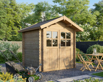 Woodtex Gartenhaus CA2870 - Robustes Blockbohlenhaus Mit Satteldach