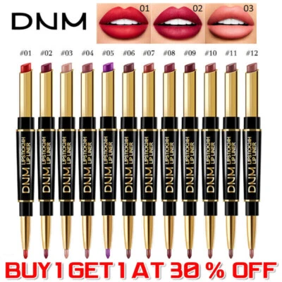 DNM Double Head Lipstick Lip Liner Waterproof Pencil Pen Matte Long Lasting Makeup