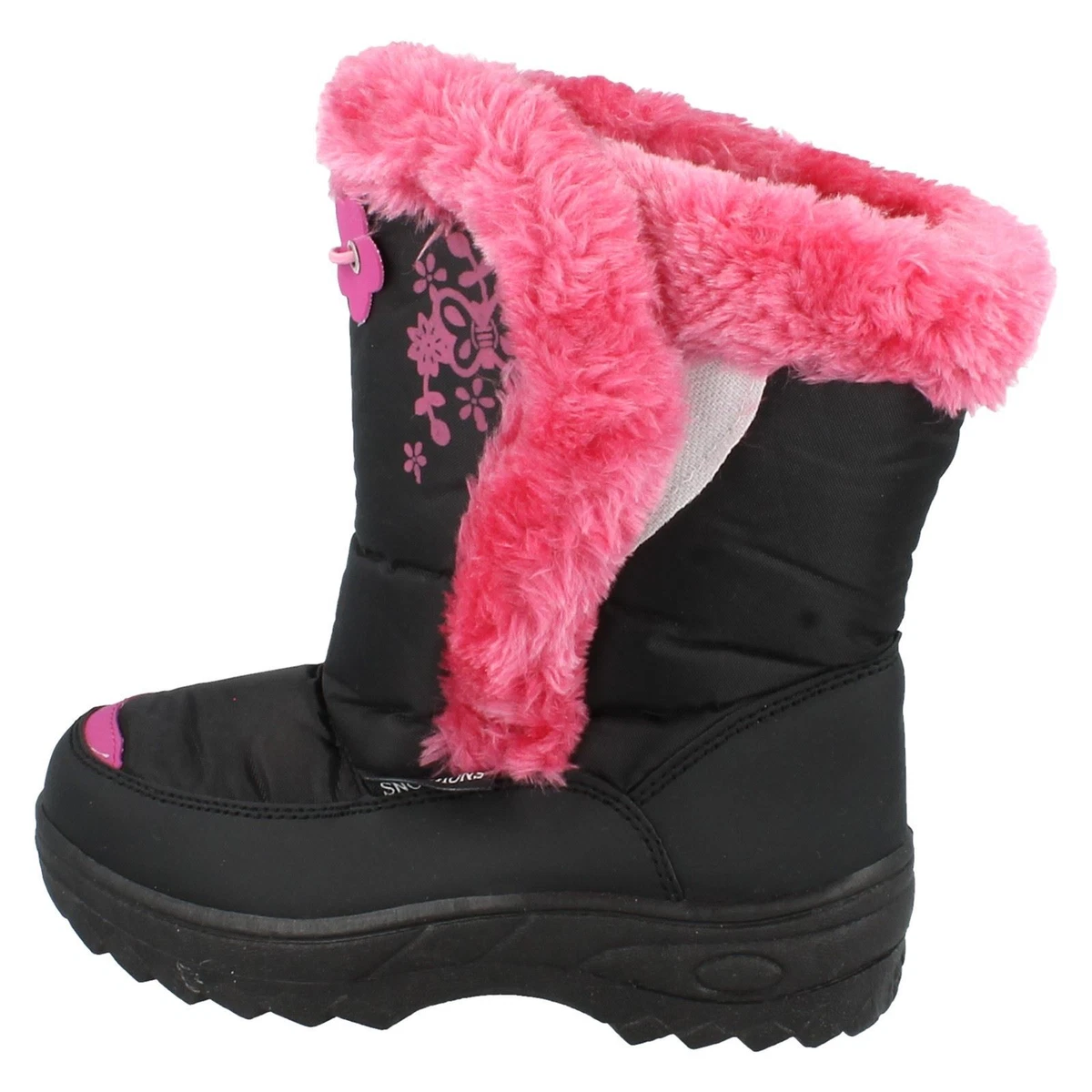SALE Girls snow fun synthetic textile Pink Black snow boots casual