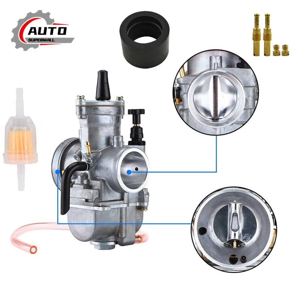 Racing Flat Side Carburetor For Yamaha DT 100 125 175 YT175 YZ80 YZ85 PWK 28mm - Image 4 of 4