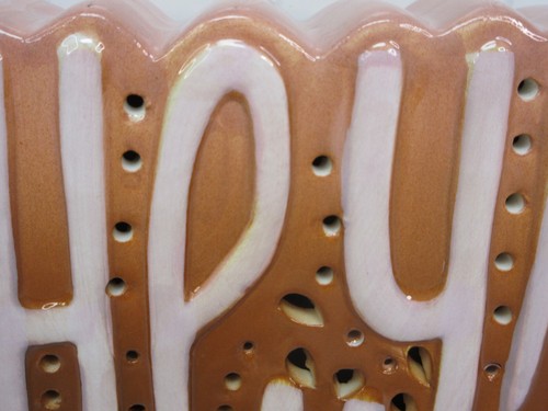 Ceramic "Hey" Light-Up Tabletop Decor Figurine With LED Lights Brown Pink New - Picture 7 of 9