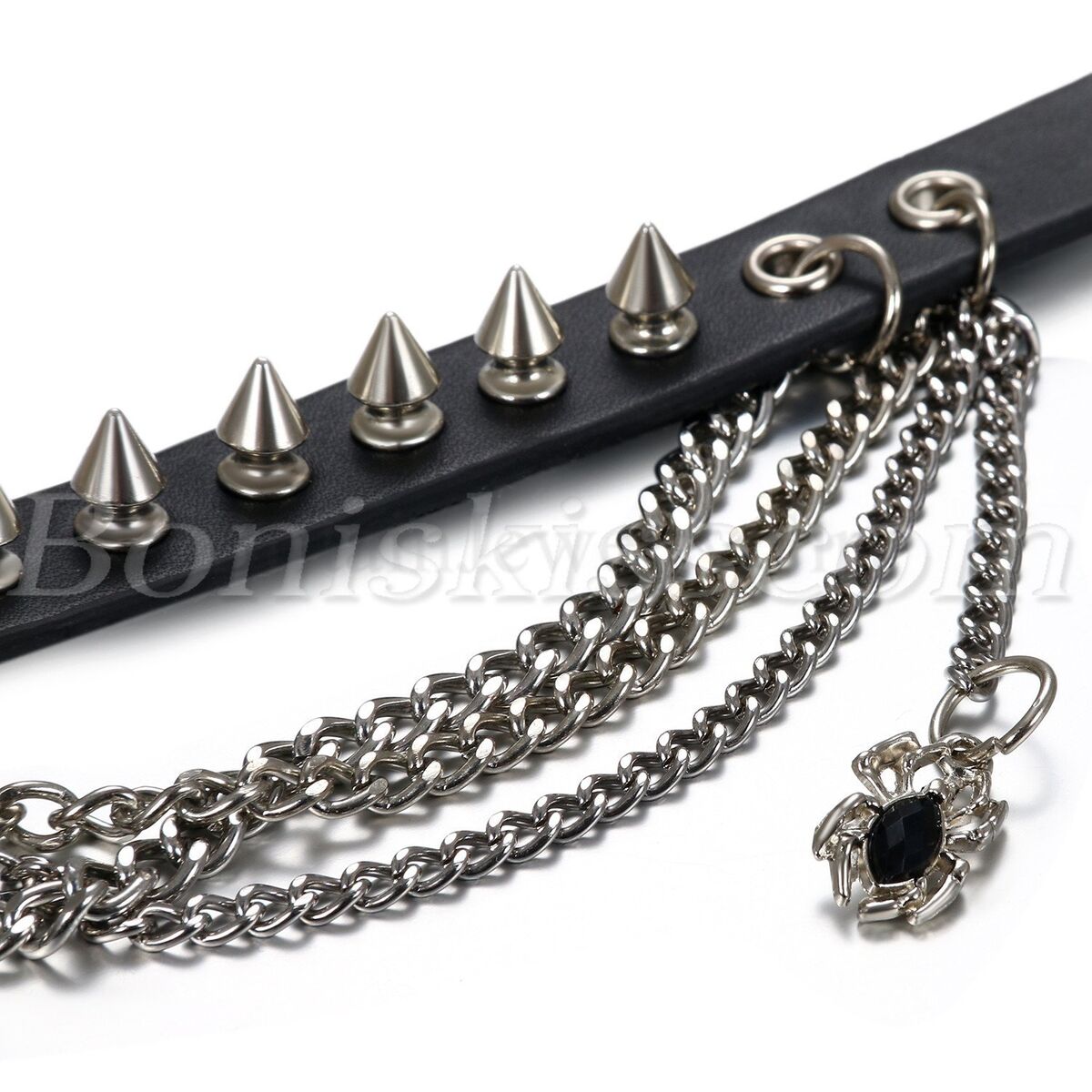 Punk Rock Men Women Leather Rivet Spider Chain Choker Collar Necklace Adjustable Punk Rock Men Women Leather Rivet Spider Chain Choker Collar Necklace Adjustable