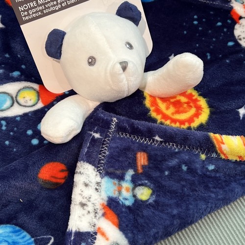 NEW Blankets and Beyond Bear Lovey Nunu 9M+ Outer-space Theme Navy Blue - Picture 2 of 8