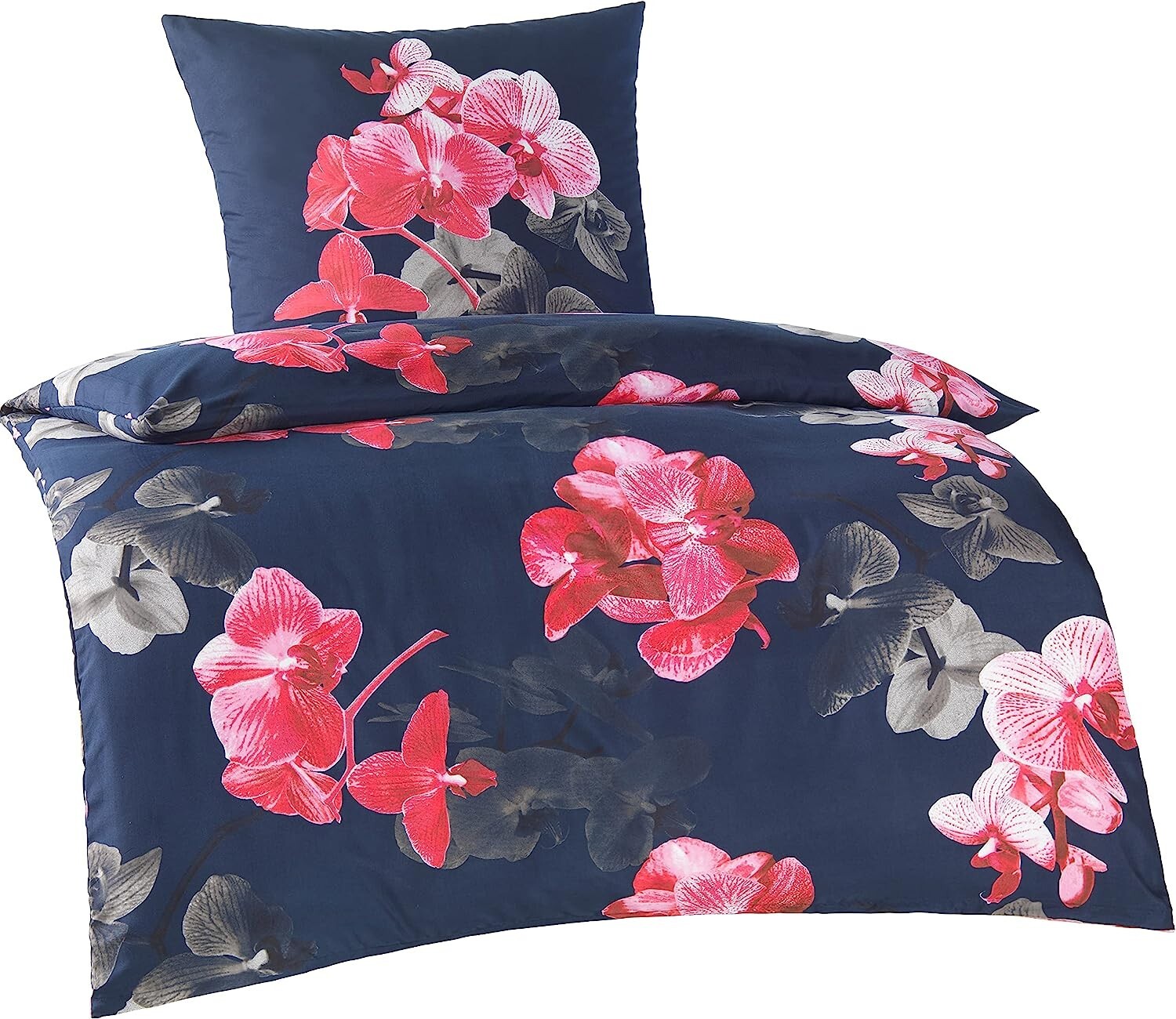 Bettwäsche 135x200 cm Steine schwarz rosa Orchidee Zen Relax Wende Microfaser