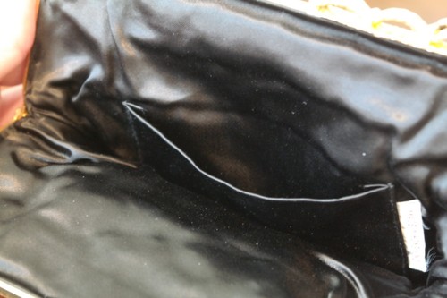 Vintage funkelnde schwarze Perlen Clutch mit Goldakzenten / Kette Handtasche - Bild 8 von 8