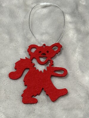 Red Felt Laser Cut Dancing Bear Ornament Grateful Dead Style