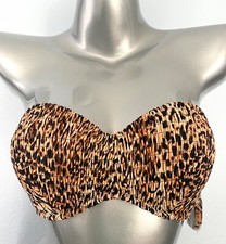 Victoria's Secret Nwt Malta Smocked Leopard Strapless Bandeau Bikini Top 36C