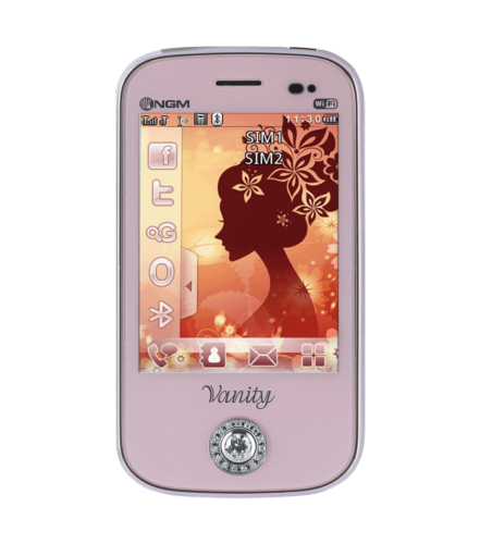 NGM-Mobile Vanity Touch Double SIM avec Swarovski ™ zircon + élégante pochette - Zdjęcie 1 z 3
