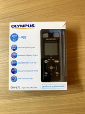 Olympus DM-670 Digital Voice Recorder - Complete Accessories + Lapel Microphone
