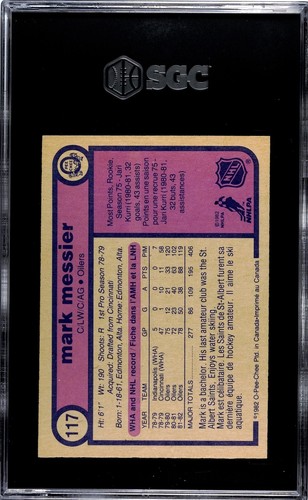1982-83 O-Pee-Chee #117 Mark Messier SGC 6.5 EXMT+ - Picture 2 of 2