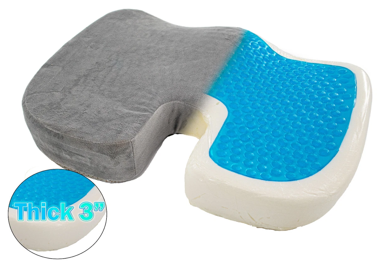 Memory Foam Cooling Gel Seat Cushion Enhanced Orthopedic Contour Coccy  Cushion