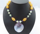 Sterling Silver Beaded Jade, Amethyst, Mother Of Pearl, & Calcite Necklace