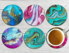 Agate Geode Drink Coasters Set of Six Neoprene