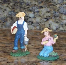 Midwest of Cannon Falls Valley Young Farmer Man & Woman Gardening Figurines RARE