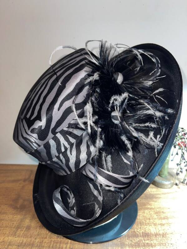 Fine Millinery Collection by August Zebra Print Hat with Feathers & Rhinestones Zebra Print Cowboy Hat w/ Rhinestone String - Glitz & Ears  main image 3