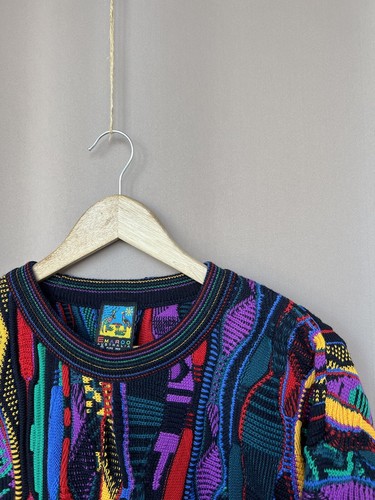 Emaroo 3D Knit Wool Sweater Mens Size S/M Coogi Style Vintage Multicolor Jumper - Picture 6 of 11