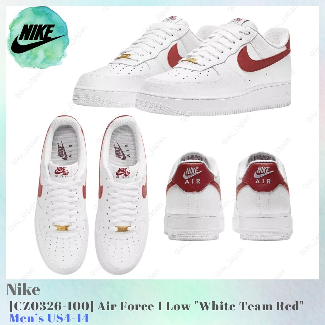 Nike Air Force 1 Low White Team Red CZ0326-100 Men's US4-14 NEW | eBay