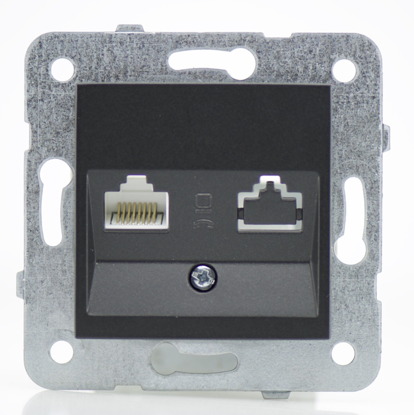 Prise RJ45 noir de finition haut de gamme Karre Novella mecanisme complet epure