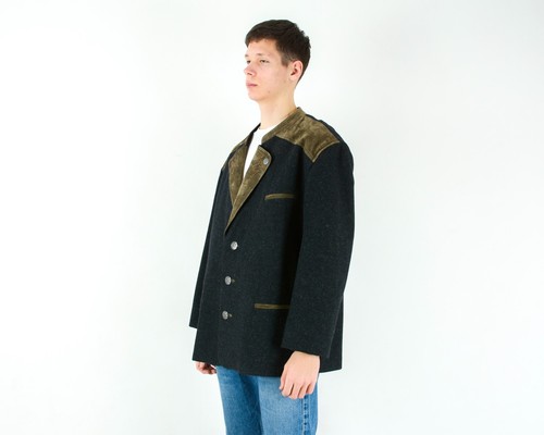 Trachten Herren vintage Jacke Blazer UK 48 US Sport Mantel Eu 58 Wolle Graues - Bild 2 von 7